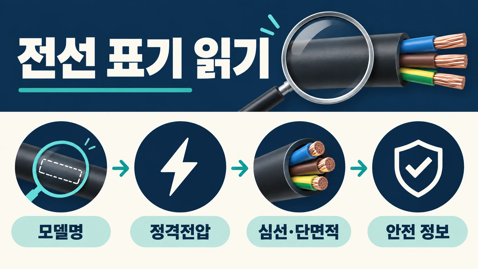 전선 겉면 표기 읽는 순서