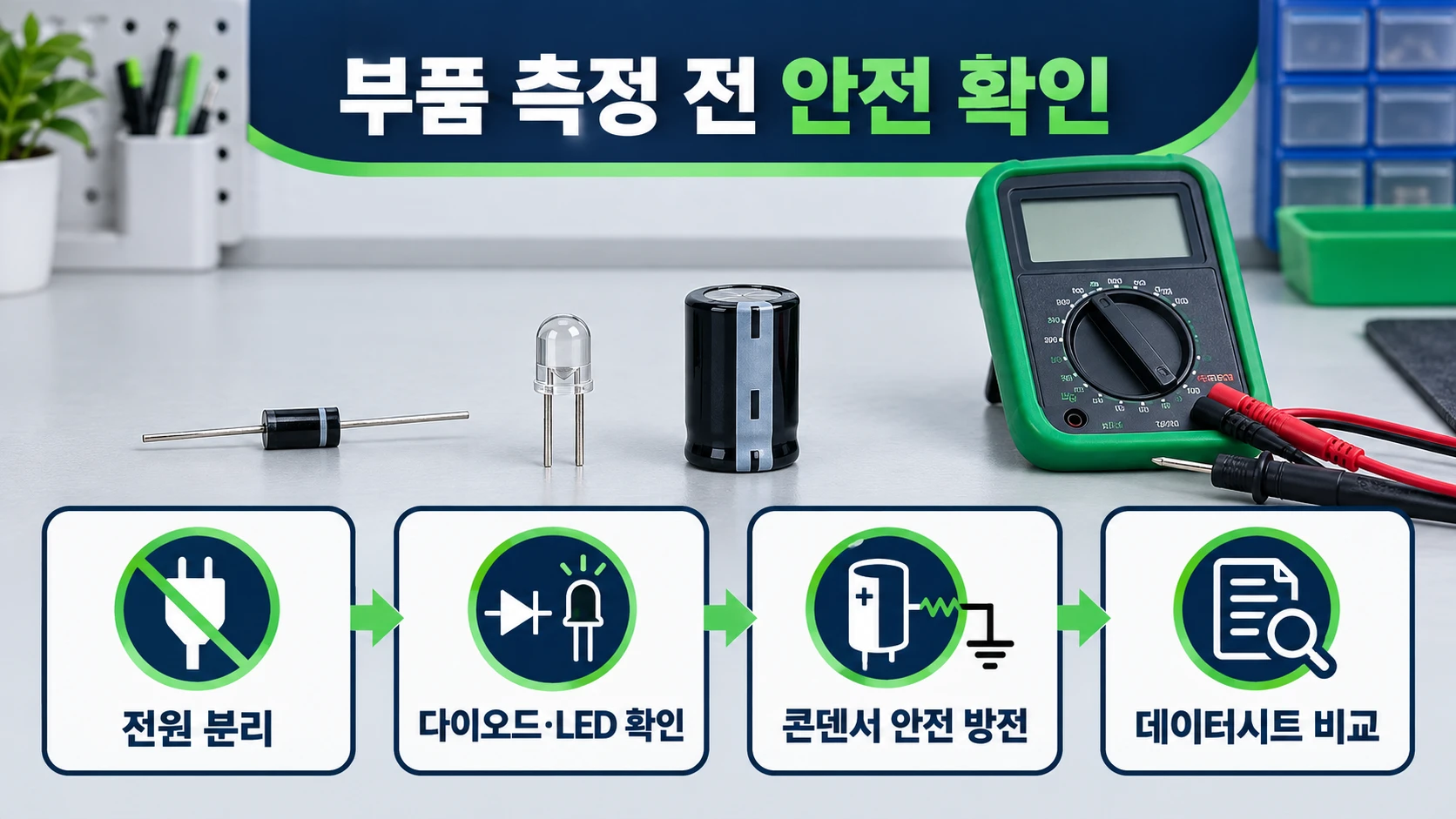 부품 진단: 다이오드·LED·콘덴서의 안전한 범위