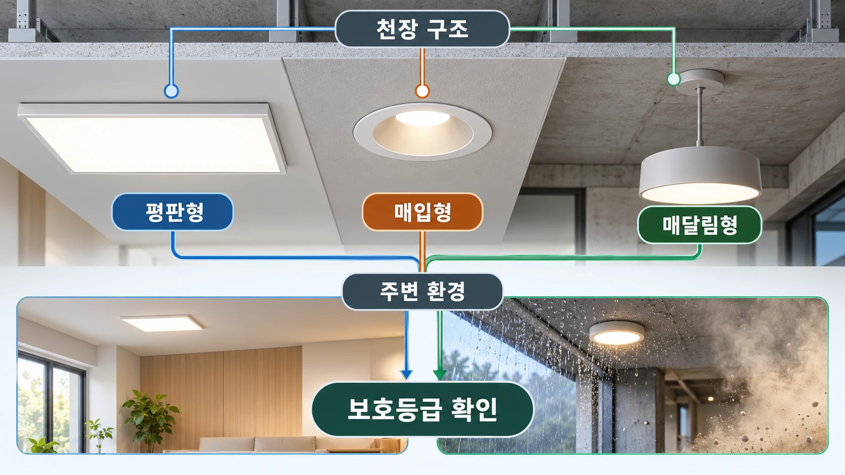 등기구 종류와 방수 등급은 어떻게 볼까
