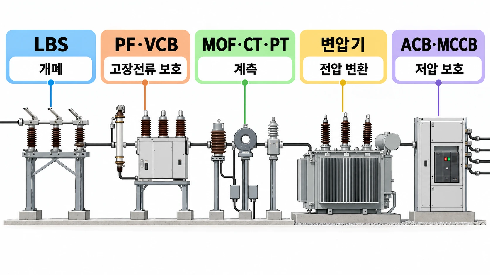 LBS·VCB·MOF·변압기·저압차단기의 역할
