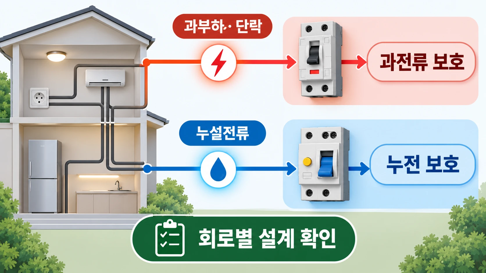 과전류 보호와 누전 보호 기능 비교