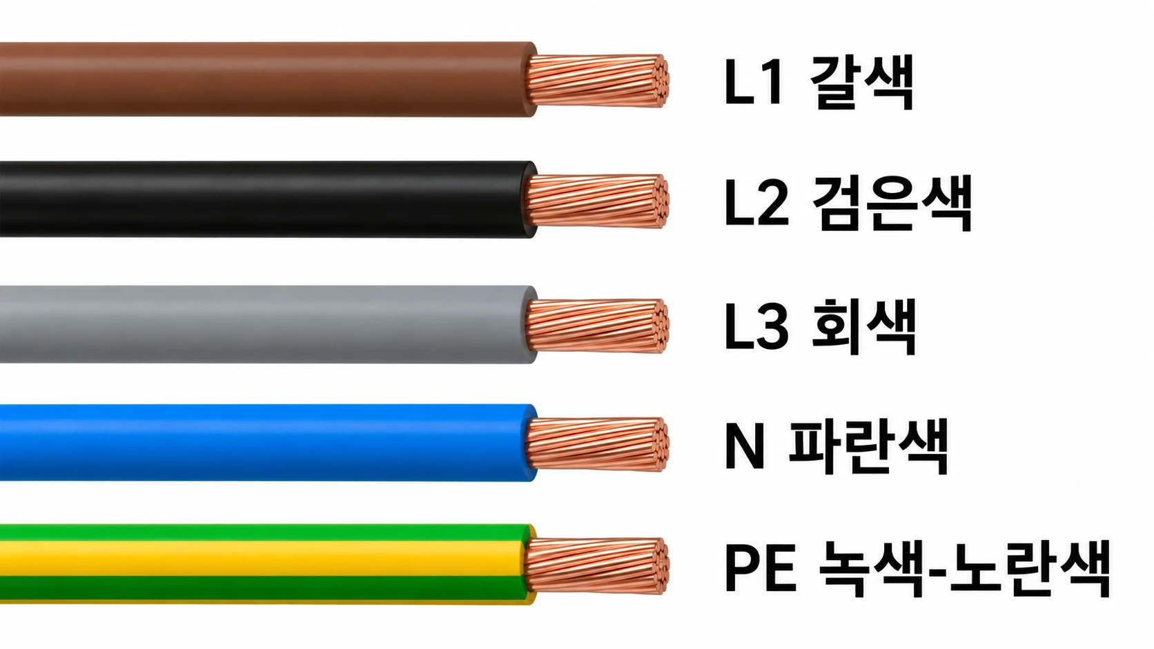 KEC 전선 식별 색상 L1 L2 L3 N PE