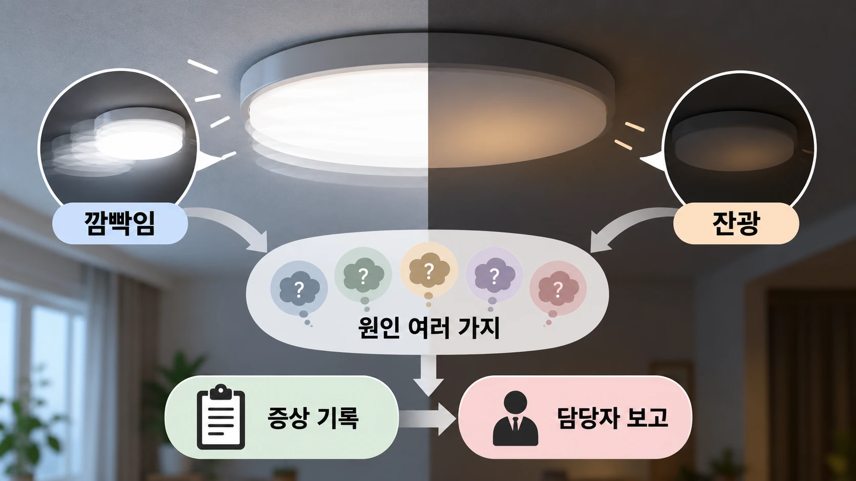 깜빡임과 잔광이 보이면 어떻게 대응할까